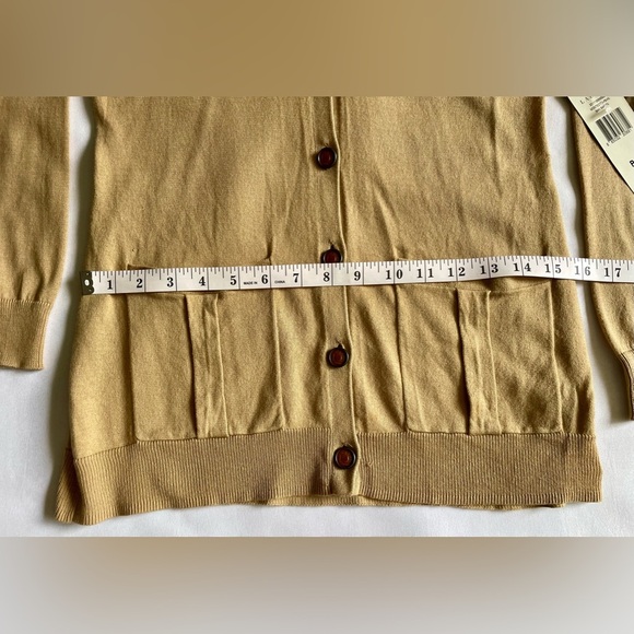 Ralph Lauren Lightweight Camel Cardigan Hunting Shoulder Patch Size Petite. New! - Picture 3 of 7